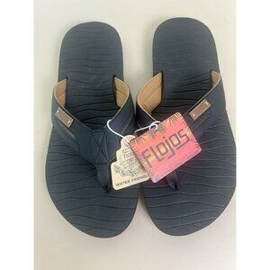 FLOJOS Waverunner Sporty Black Tan Flip-Flops Mens 13 Water Friendly NEW